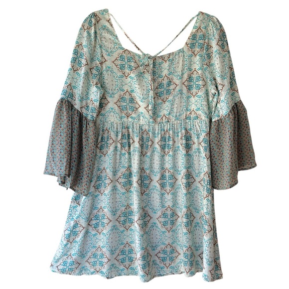 NWT UMGEE MINI TUNIC DRESS BOHO BELL SLEEVE EMPIRE WAIST | SIZE: SMALL - Picture 6 of 10